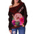 American Samoa Personalised Women's Off Shoulder Sweater - Coat Of Arm With Polynesian Patterns - Polynesian Pride