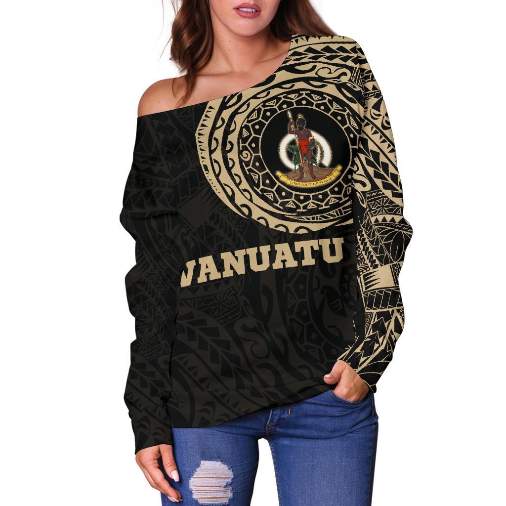 Vanuatu in My Heart Tattoo Style Off Shoulder Sweater A7 - Polynesian Pride