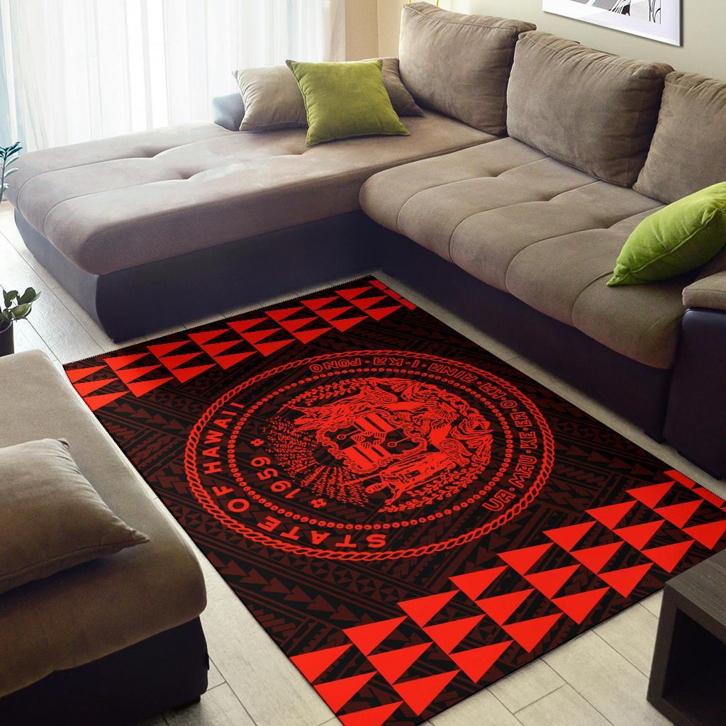 Kakau Seal Of Hawaii Polynesian - Orange Rug - Polynesian Pride