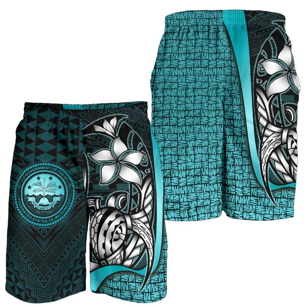 Federated States of Micronesia Men's Shorts Turquoise - Turtle With Hook - Polynesian Pride