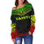 Tahiti Polynesian Chief Women's Off Shoulder Sweater - Reggae Version - Polynesian Pride