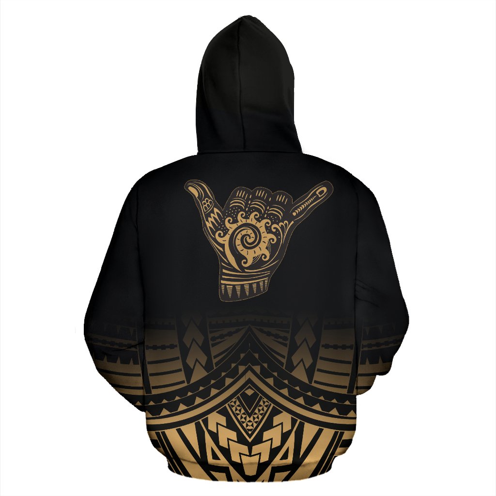 Polynesian All Over Hoodie Shaka Gold Version - Polynesian Pride