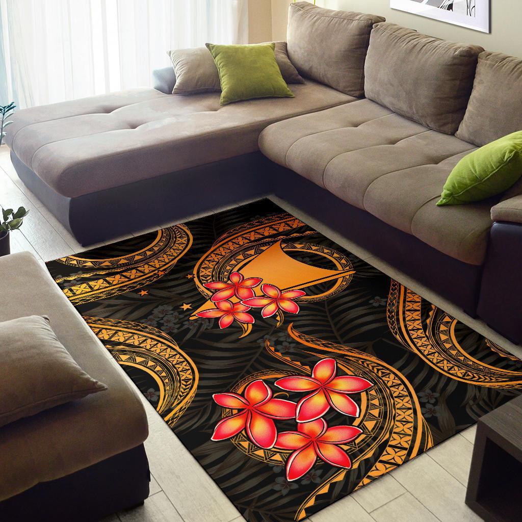 Tokelau Polynesian Area Rug - Gold Plumeria - Polynesian Pride