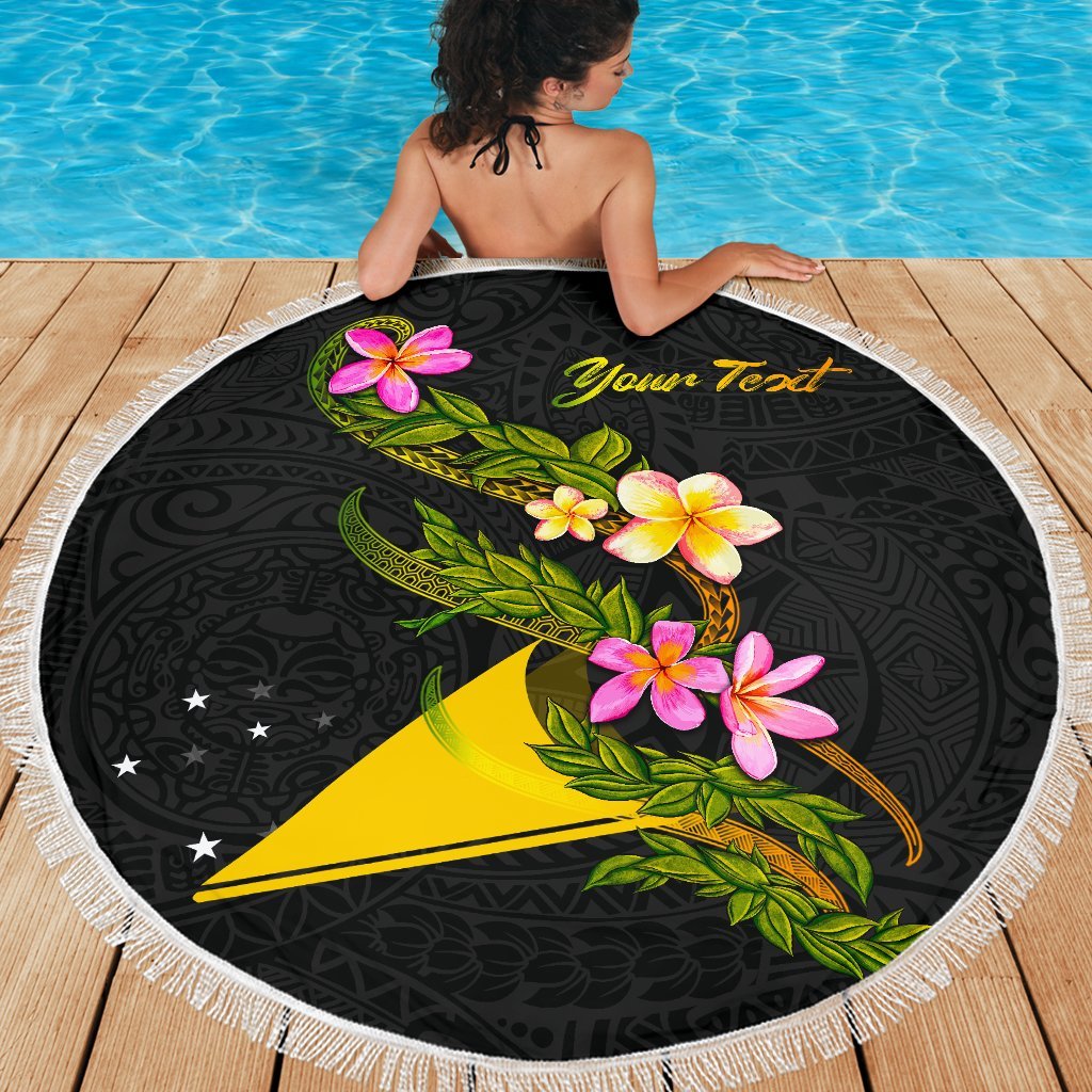 Tokelau Custom Personalised Beach Blanket - Plumeria Tribal - Polynesian Pride