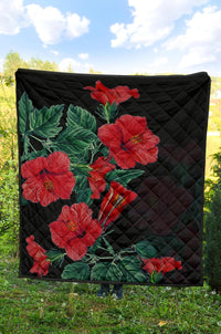 Hibiscus Red Flower Premium Quilt - Polynesian Pride