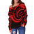 New Zealand Maori Mangopare Women Off Shoulder Sweater Polynesian - Red - Polynesian Pride