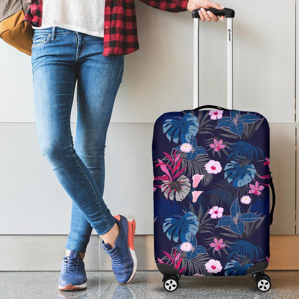 Tropical Palm Tree And Flower Luggage Cover - Polynesian Pride