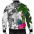 New Caledonia Men's Bomber Jacket White - Turtle Plumeria Banana Leaf Crest - Polynesian Pride