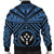 Kosrae Men's Bomber Jacket - Kosrae Flag In Polynesian Tattoo Style (Blue) - Polynesian Pride