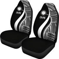 Northern Mariana Islands Car Seat Covers - White Polynesian Tentacle Tribal Pattern - Polynesian Pride
