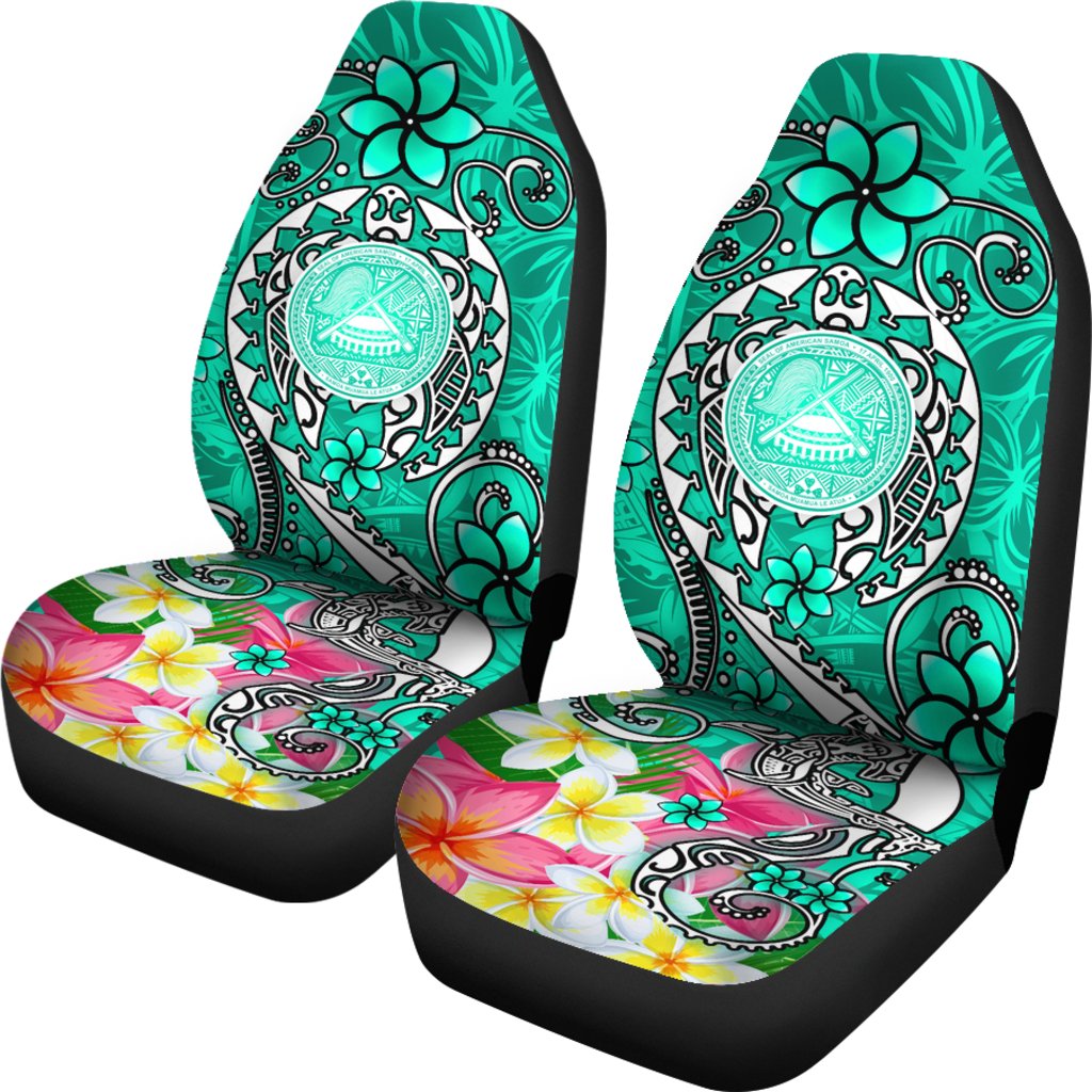 American Samoa Polynesian Car Seat Covers - Turtle Plumeria (Turquoise) - Polynesian Pride