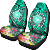 American Samoa Polynesian Car Seat Covers - Turtle Plumeria (Turquoise) - Polynesian Pride