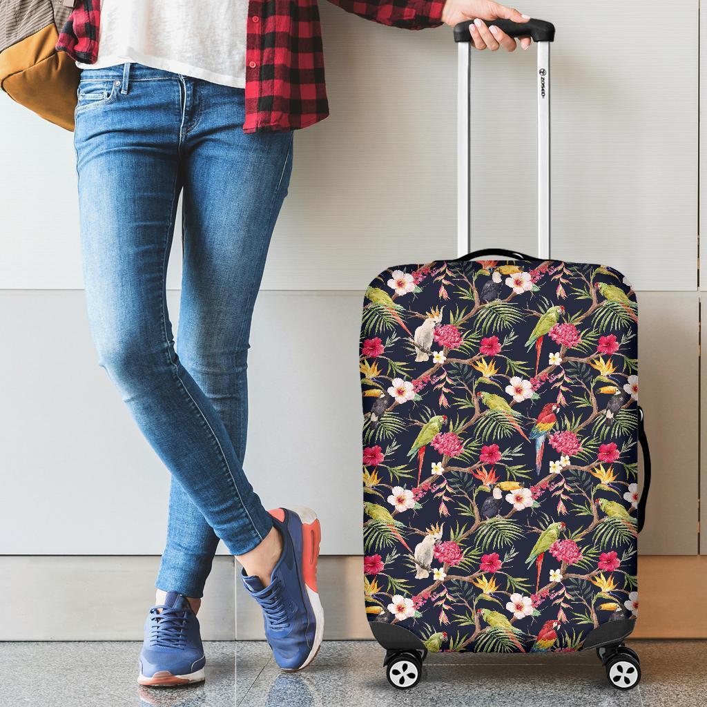 Tropical Hibiscus, Strelitzia Palm Leaves Luggage Cover - Polynesian Pride