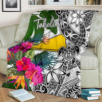 Tokelau Premium Blanket White - Turtle Plumeria Banana Leaf - Polynesian Pride