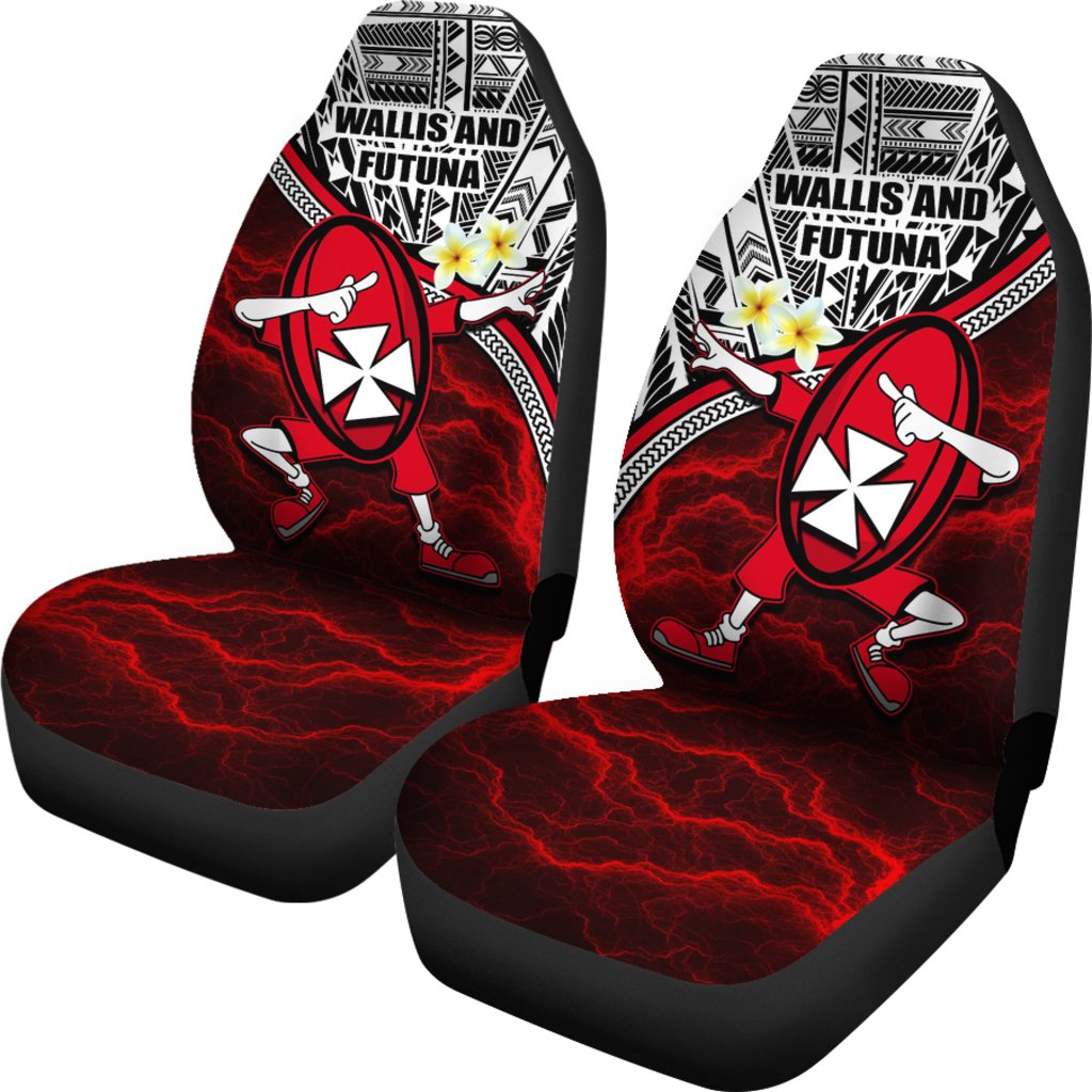 Dab Trend Style Rugby Car Seat Covers Wallis and Futuna Universal Fit Red - Polynesian Pride