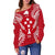 Kosrae Polynesian Shoulder Sweater Map Red White - Polynesian Pride