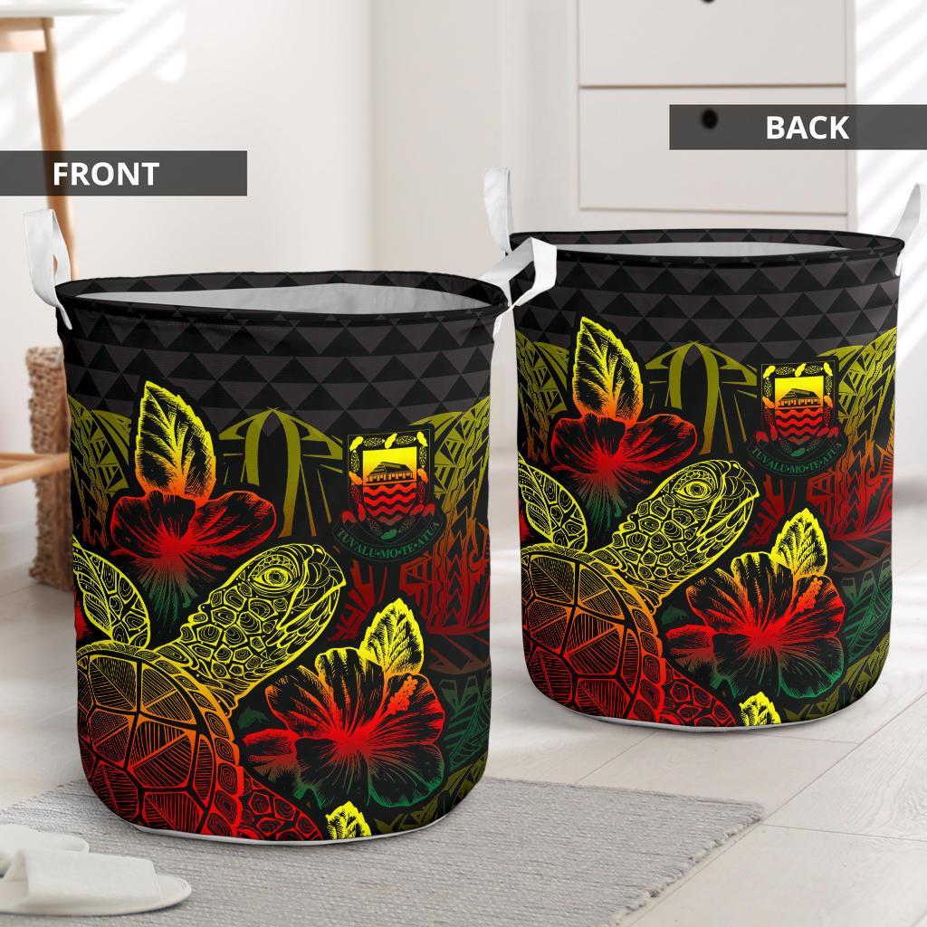 Tuvalu Laundry Basket - Polynesian Turtle Hibiscus Reggae - Polynesian Pride