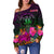 Niue Polynesian Personalised Off Shoulder Sweater - Summer Hibiscus - Polynesian Pride