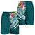 FSM Polynesian Men's Shorts - Summer Plumeria (Turquoise) - Polynesian Pride