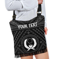 Pohnpei Personalised Boho Handbag - Pohnpei Seal With Polynesian Tattoo Style ( Black) - Polynesian Pride