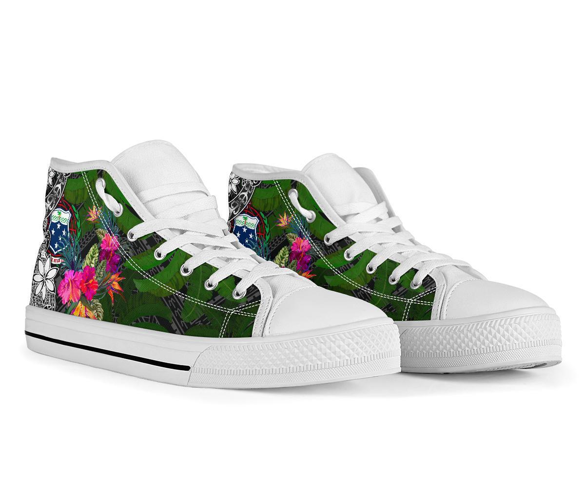 Samoa High Top Shoes - Turtle Plumeria Banana Leaf - Polynesian Pride