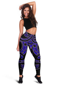 Hawaii Tribal Polynesian Women's Leggings - Blue - Juno Style - AH - Polynesian Pride