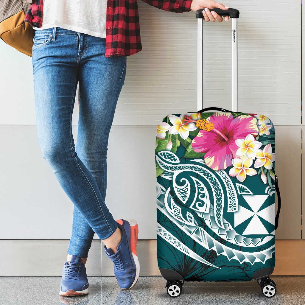 Wallis and Futuna Polynesian Luggage Covers - Summer Plumeria (Turquoise) Turquoise - Polynesian Pride