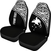 Papua New Guinea Custom Personalised Car Seat Covers - Papua New Guinea FLag Polynesian White Curve - Polynesian Pride