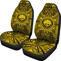 Federated States of Micronesia Car Seat Cover - Federated States of Micronesia Coat Of Arms Polynesian Gold Black - Polynesian Pride