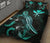 Hawaii Polynesian Quilt Bed Set - Turtle With Blooming Hibiscus Turquoise - Polynesian Pride