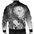 Tahiti Men's Bomber Jacket - Humpback Whale with Tropical Flowers (White) - Polynesian Pride