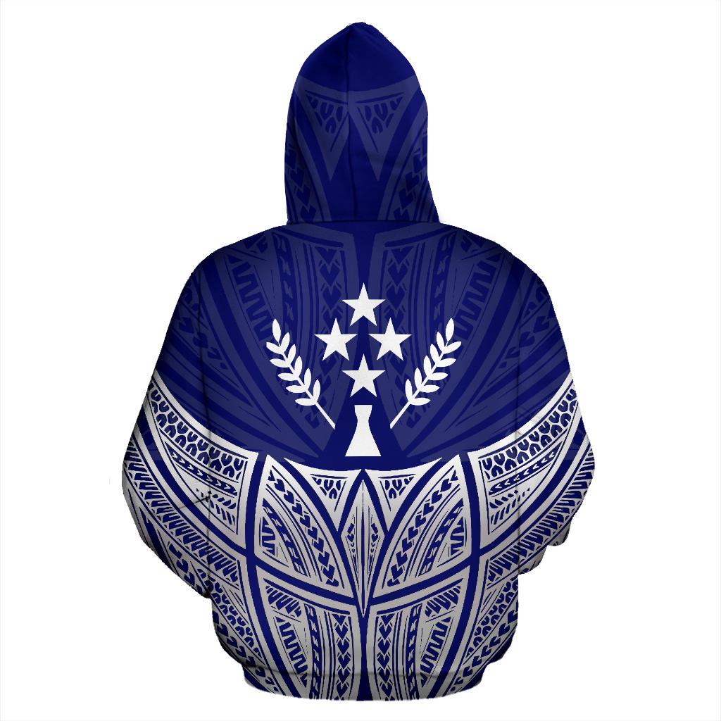 Kosrae Polynesian Zip up Hoodie Blue Pride Map and Seal - Polynesian Pride