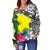 Palau Custom Personalised Women's Off Shoulder Sweater White - Turtle Plumeria Banana Leaf - Polynesian Pride