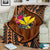 Hawaii Kanaka Maoli Premium Blanket - Polynesian Hook And Hibiscus White - Polynesian Pride