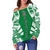 Norfolk Island Women's Off Shoulder Sweater - Polynesian Tattoo Flag - Polynesian Pride