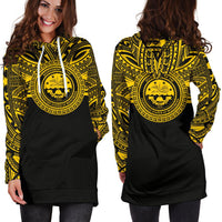 Federated States of Micronesia Women Hoodie Dress - Federated States of Micronesia Coat Of Arms Polynesian Gold Black - Polynesian Pride