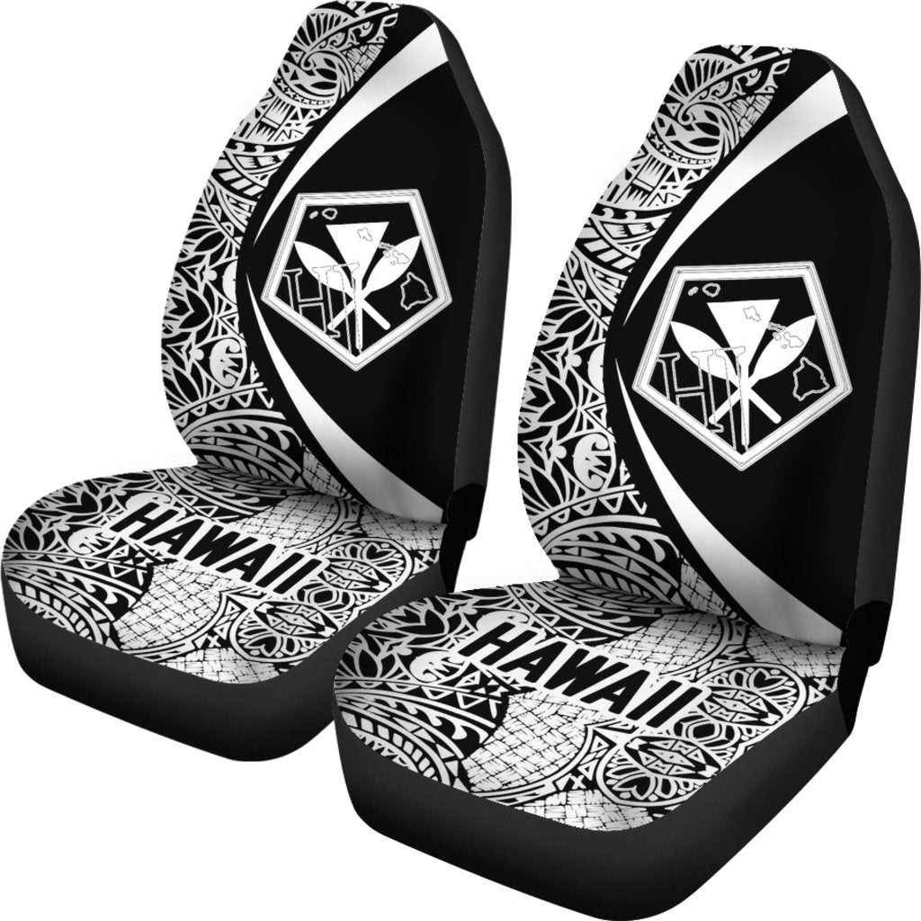 Hawaii Kanaka Polynesian Car Seat Covers - Circle Style White Universal Fit White - Polynesian Pride