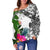 Nauru Custom Personalised Women's Off Shoulder Sweater White - Turtle Plumeria Banana Leaf - Polynesian Pride