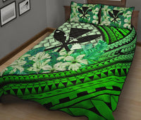 Kanaka Maoli (Hawaiian) - Quilt Bed Set Lauhala Polynesian Hibiscus Green - Polynesian Pride