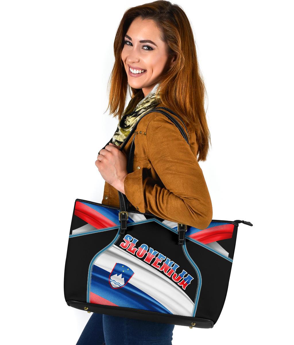 Slovenia Leather Tote Bag - Republika Slovenija - Polynesian Pride