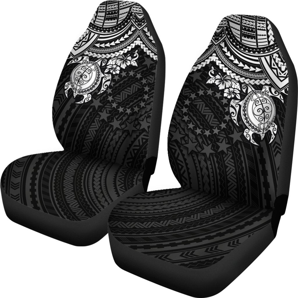 Cook Islands Car Seat Covers - Cook Islands Flag White Turtle - Polynesian Pride