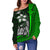 Polynesian Hawaii Off Shoulder Sweater Green - Turtle with Hook - Polynesian Pride