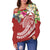 Wallis and Futuna Polynesian Women's Off Shoulder Sweater - Summer Plumeria (Red) - Polynesian Pride