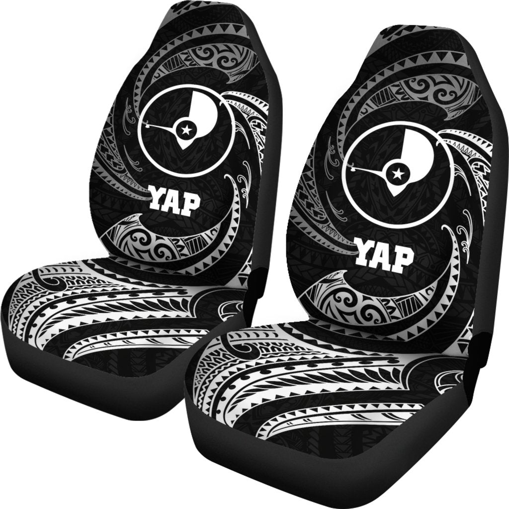 Yap Micronesia Car Seat Covers - White Tribal Wave - Polynesian Pride