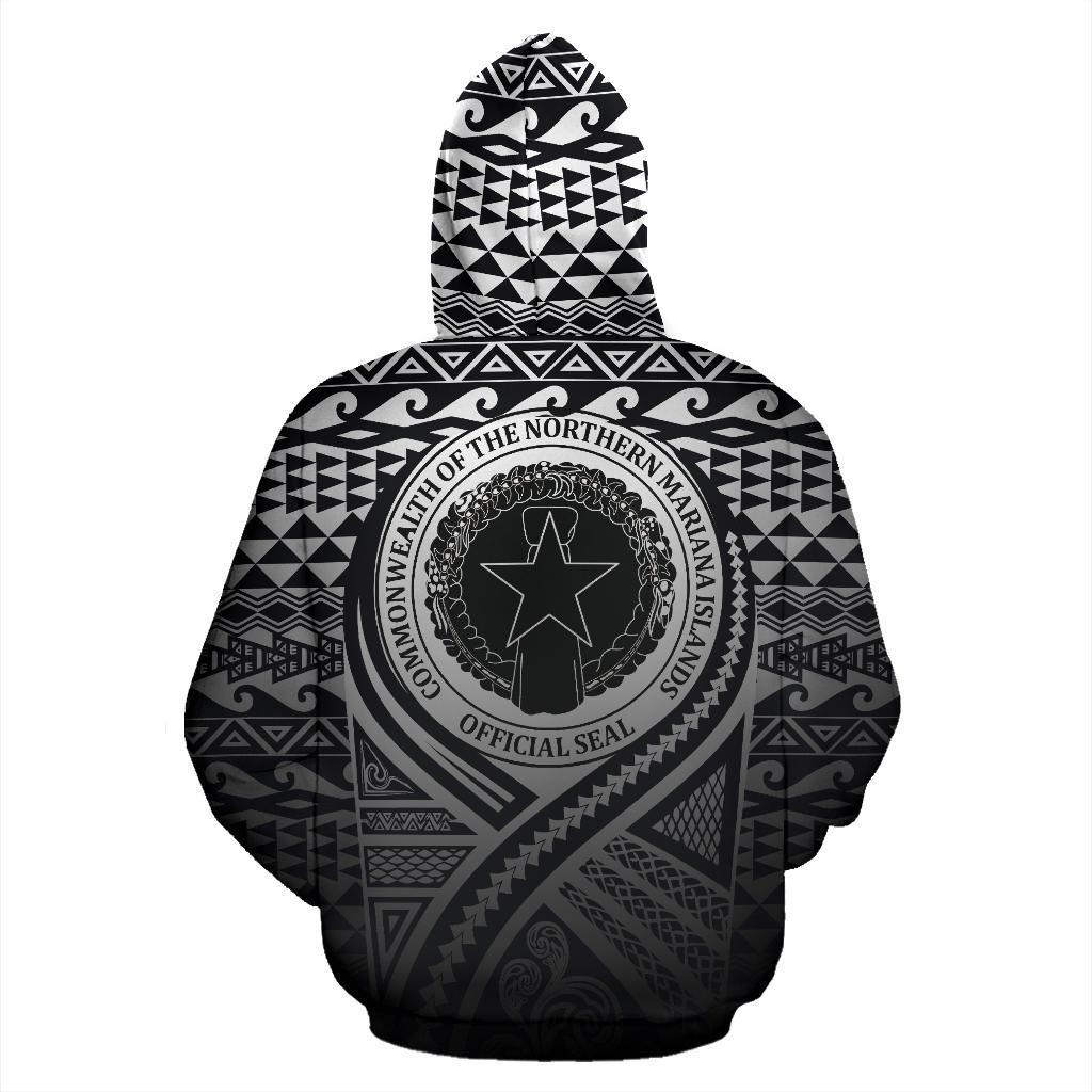 Northern Mariana Islands All Over Hoodie Lift up Black - Polynesian Pride
