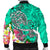 Polynesian Men's Bomber Jacket - Turtle Plumeria Turquoise Color - Polynesian Pride