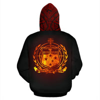 Samoa All Over Zip up Hoodie Polynesian Fire Style - Polynesian Pride