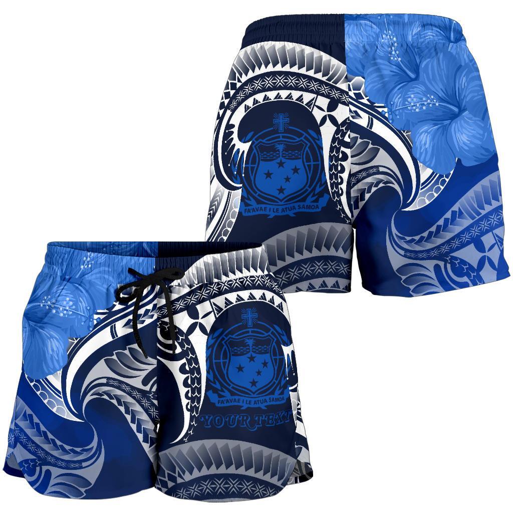 Samoa Custom Personalised Women's Shorts - Samoa Seal Wave Style (Blue) - Polynesian Pride