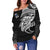 Samoa Tattoo Off Shoulder Sweater Rugby Style Black K4 - Polynesian Pride