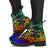 Fiji Custom Personalised Leather Boots - Rainbow Polynesian Pattern Crest - Polynesian Pride